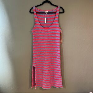 Anthropologie Striped Knit Midi Dress - Red and Blue